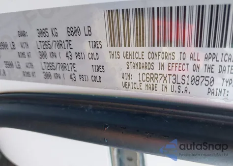 2020 Ram 1500 Classic Ssv 4X4 5'7 Box from USA, damaged, VIN 1C6RR7XT3LS108750